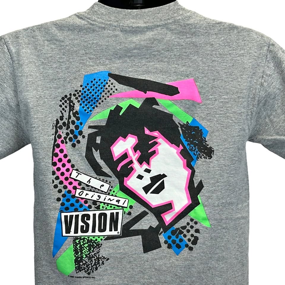 Vintage 80s Vision Street Wear Mark Gonzales T Shirt Skater USA Gray Tee