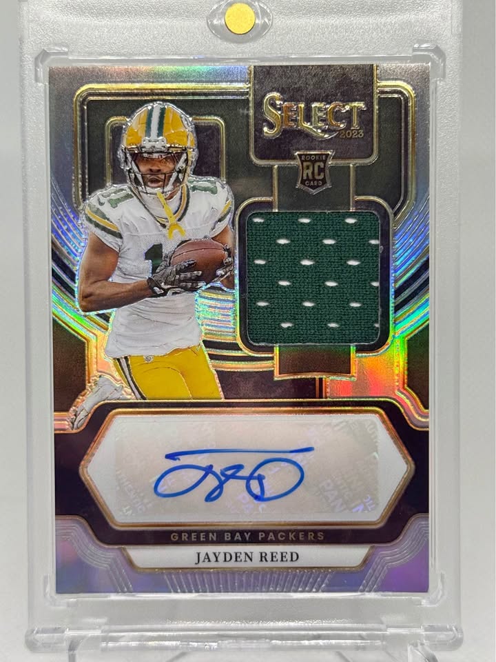 2023 Panini Select Jayden Reed Rookie Patch Autograph (RPA) Premier Level Silver Prizm #RSM-JRE /199