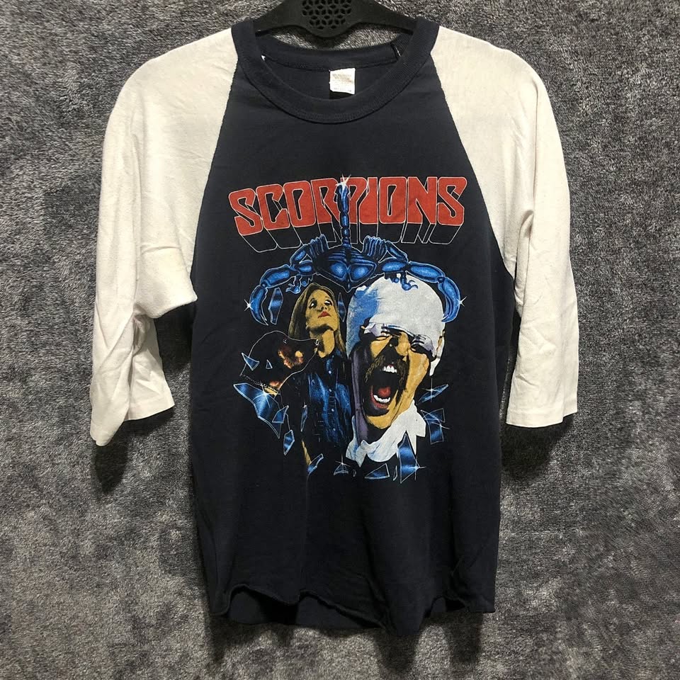 Vintage Scorpions 1984 North American Tour Shirt Medium 3/4 Sleeve Rare Tee $220