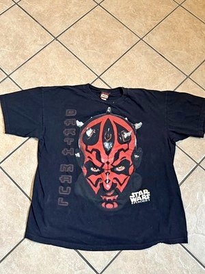 Vintage 1999 Star Wars Episode I Darth Maul T-Shirt XL Black Distressed